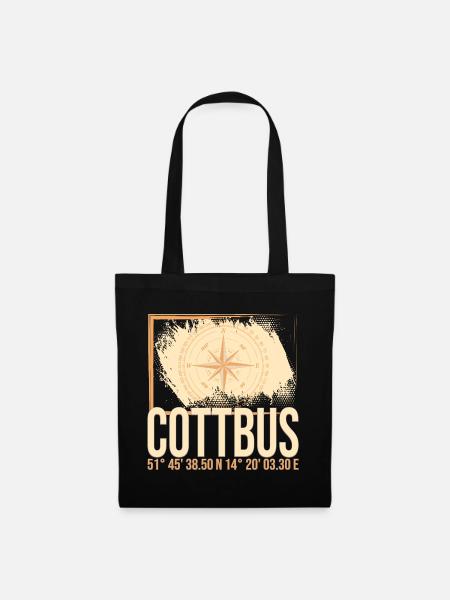 Cottbus Koordinaten - Stoffbeutel - Schwarz