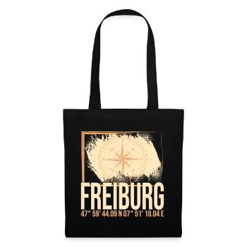 Freiburg Koordinaten - Stoffbeutel - Schwarz - Vorne