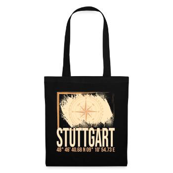 Stuttgart Koordinaten - Stoffbeutel - Schwarz - Vorne