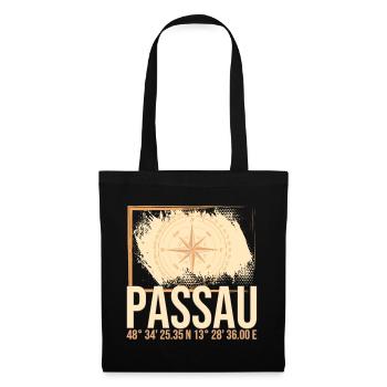Passau Koordinaten - Stoffbeutel - Schwarz - Vorne