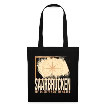 Saarbrücken Koordinaten - Stoffbeutel - Schwarz - Vorne