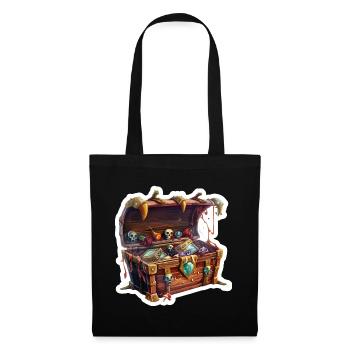 Schatzkiste Loot RPG Gamer Rollenspiel Shirt - Stoffbeutel - Schwarz - Vorne