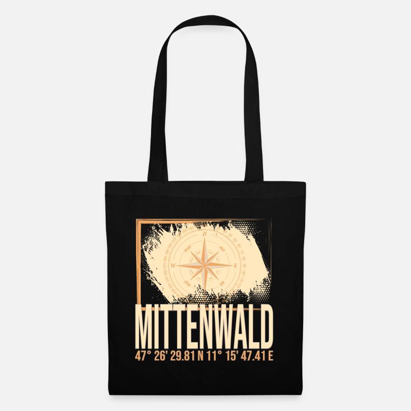 Mittenwald Koordinaten - Stoffbeutel - Schwarz