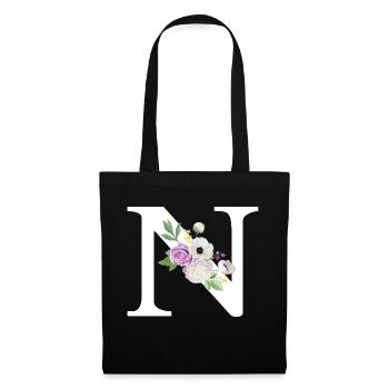 Purple floral letter n - Tote Bag - black - Front