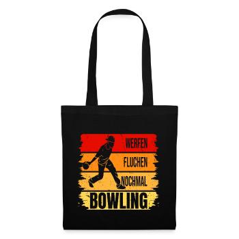 Werfen - Fluchen - Nochmal - Bowling - Stoffbeutel - Schwarz - Vorne