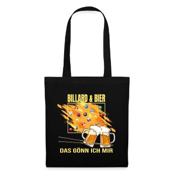 Billard & Bier - Das gönn ich mir - Stoffbeutel - Schwarz - Vorne