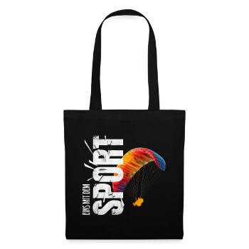 Eins mit dem Sport - Paragliden - Stoffbeutel - Schwarz - Vorne