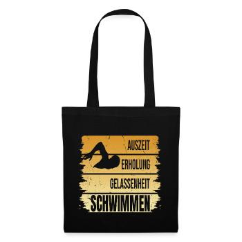 Auszeit - Erholung - Gelassenheit - Schwimmen - Stoffbeutel - Schwarz - Vorne