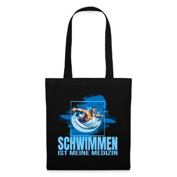 Schwimmen ist meine Medizin - Stoffbeutel - Schwarz - Vorne