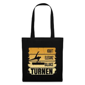 Turnen - Kraft - Eleganz - Balance - Stoffbeutel - Schwarz - Vorne