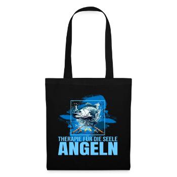 Therapie für die Seele - Angeln - Stoffbeutel - Schwarz - Vorne