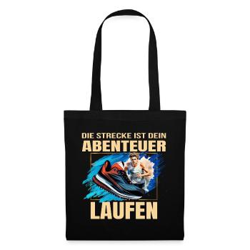Laufen: Die Strecke ist dein Abenteuer - Stoffbeutel - Schwarz - Vorne