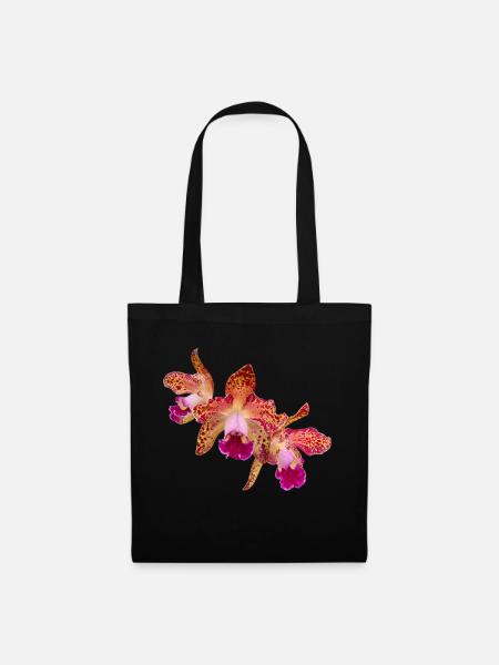 Orchidee Cattleya Hybride Sommerfarben Blüte - Stoffbeutel - Schwarz