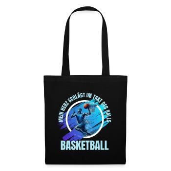 Basketball: Mein Herz schlägt im Takt des Balls - Stoffbeutel - Schwarz - Vorne