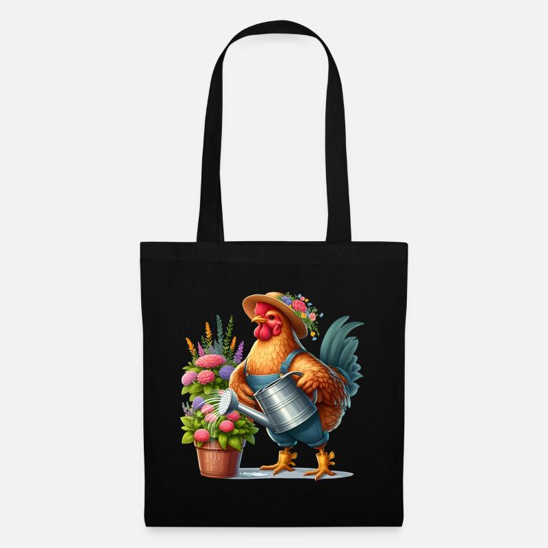 Huhn als Gärtner - Stoffbeutel - Schwarz