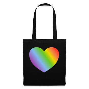 Regenbogen-Herz - Stoffbeutel - Schwarz - Vorne
