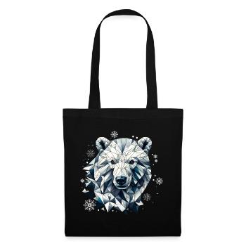 Geometric Polar Bear Head - Polygons Motif - Tote Bag - black - Front