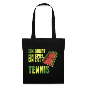 Ein Court - Ein Spiel - Ein Ziel - Tennis - Stoffbeutel - Schwarz - Vorne