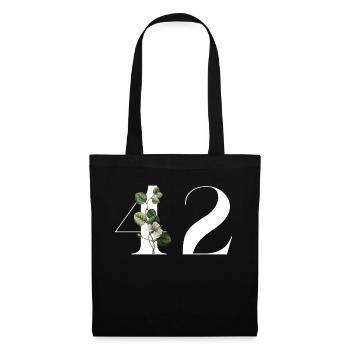 Number 42 Floral Green - 42nd Floral Birthday - Tote Bag - black - Front