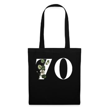 Numéro 70 floral vert - 70e anniversaire floral - Sac en tissu - noir - Devant