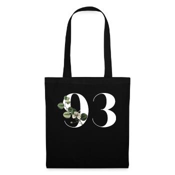 Number 93 Floral Green - 93rd Floral Birthday - Tote Bag - black - Front