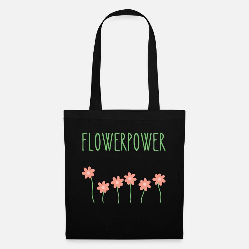 Flowerpower - Stoffbeutel - Schwarz