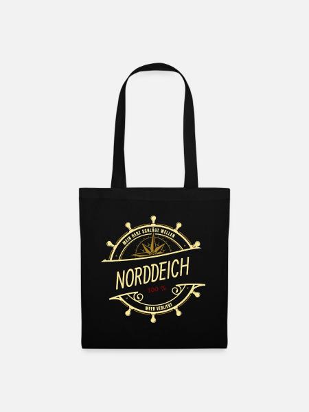 Mein Herz schlägt Wellen - Norddeich - Stoffbeutel - Schwarz