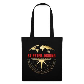 Koordinaten St Peter Ording - Stoffbeutel - Schwarz - Vorne