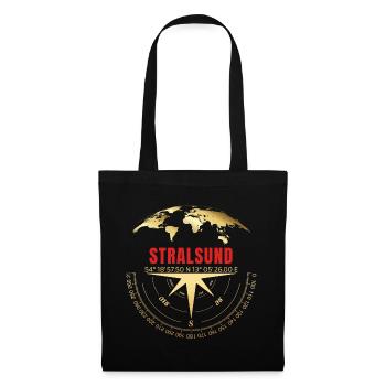 Koordinaten Stralsund - Stoffbeutel - Schwarz - Vorne