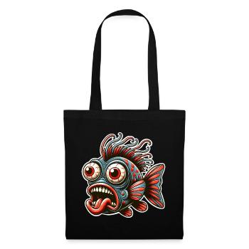 Fisch Crazy - Stoffbeutel - Schwarz - Vorne