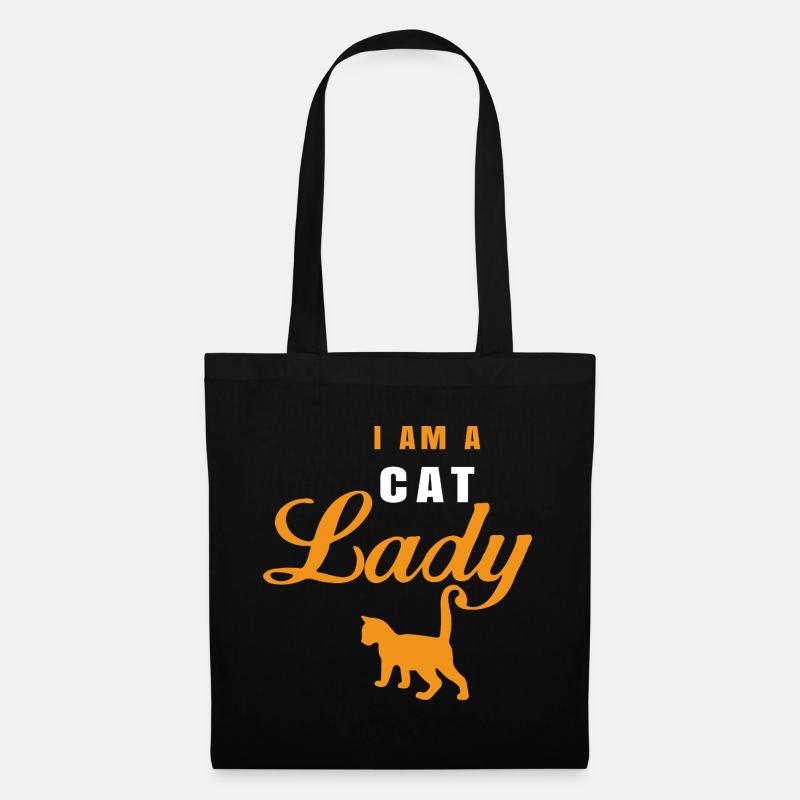 I Am a Cat Lady – Katzen Design | Lustig & Retro - Stoffbeutel - Schwarz
