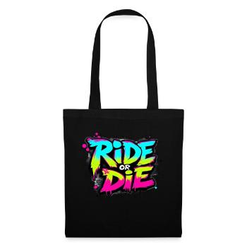 Skateboarder Ride or Die – Urban Neon Motif - Tote Bag - black - Front