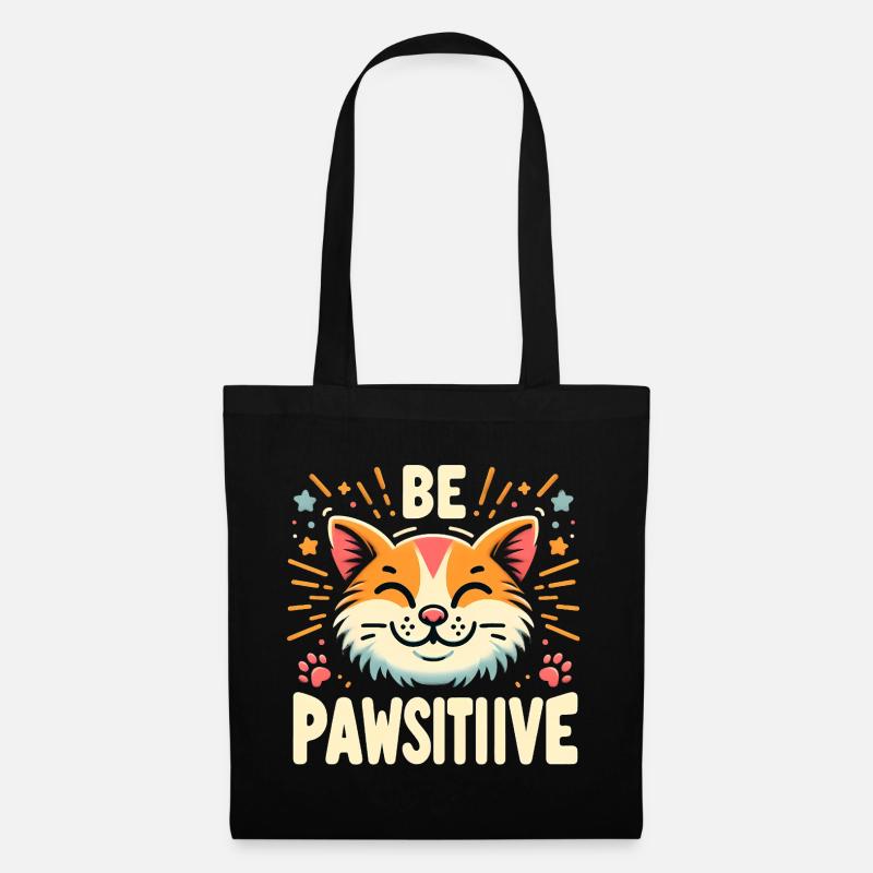 Be pawsitive süße Katze - Stoffbeutel - Schwarz