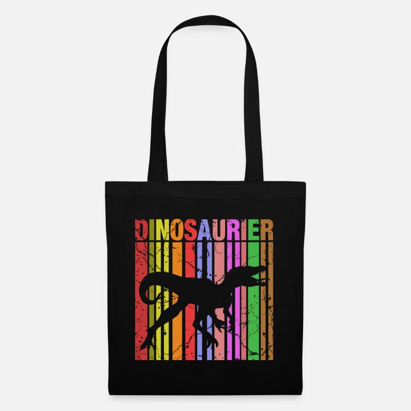 Dinosaurier Silhouette mit Farbdetails - Stoffbeutel - Schwarz