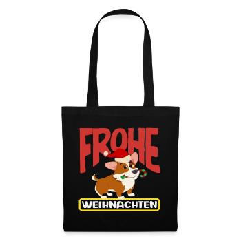 Merry Christmas Corgi with Santa Hat - Tote Bag - black - Front