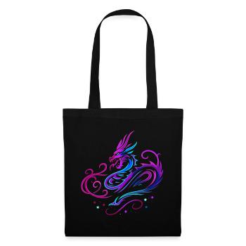 Mystischer Tribal-Drache in Neonfarben - Stoffbeutel - Schwarz - Vorne