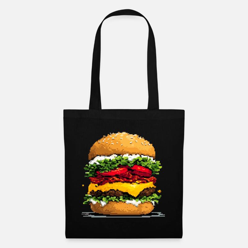 Pixelhamburger Retro Pixel Art - Tote Bag - black