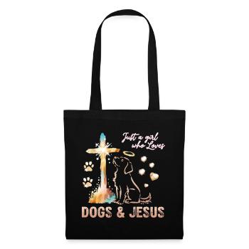 Hunde Liebe Jesus Lichtkreuz - Stoffbeutel - Schwarz - Vorne