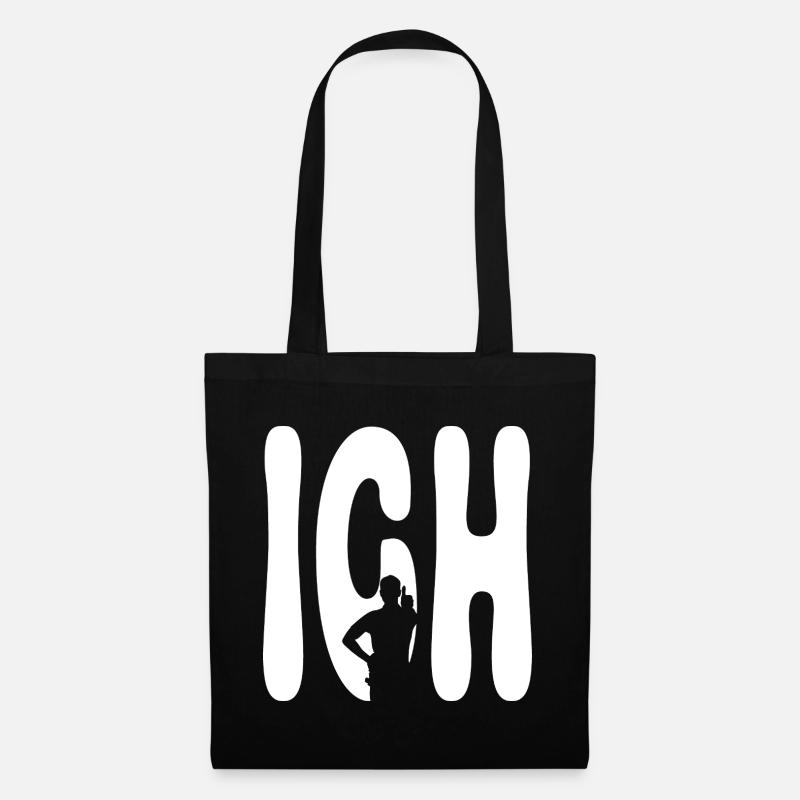 Ich Silhouette Typo Kraft - Daumen hoch - Stoffbeutel - Schwarz