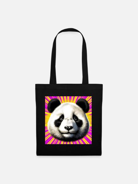 Panda - Stoffbeutel - Schwarz