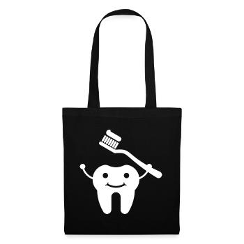 Tooth with toothbrush - Tote Bag - black - Front