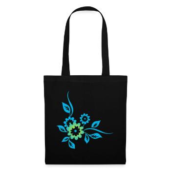 Blaue Blumen - Stoffbeutel - Schwarz - Vorne