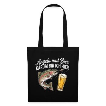 Forelle Angeln Und Bier - Stoffbeutel - Schwarz - Vorne