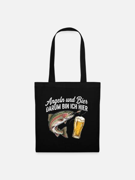 Forelle Angeln Und Bier - Stoffbeutel - Schwarz