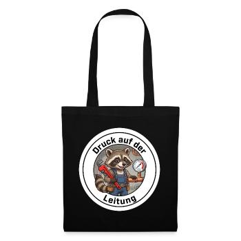  Raccoon Druck Auf Der Leitung Baby Shirt - Stoffbeutel - Schwarz - Vorne