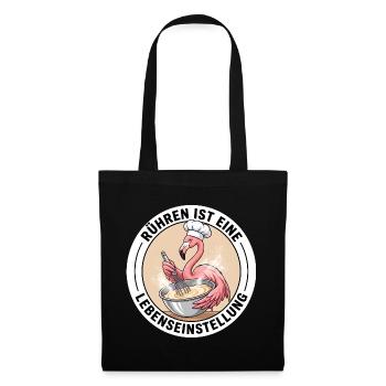 Rühren Lebenseinstellung Flamingo - Stoffbeutel - Schwarz - Vorne