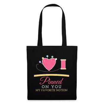 Gepinnt an dich, Valentinstags-Näh-Quilterin - Stoffbeutel - Schwarz - Vorne