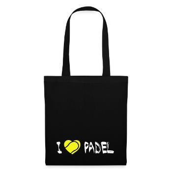 I LOVE PADEL Geschenk für Padel-Spieler - Stoffbeutel - Schwarz - Vorne