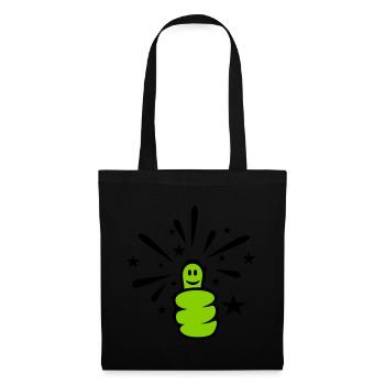 Daumen hoch / thumb up (sparkly, 2c) - Stoffbeutel - Schwarz - Vorne