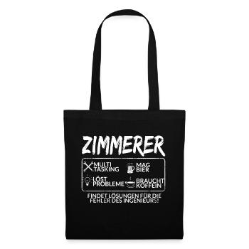 Der Zimmerer - Stoffbeutel - Schwarz - Vorne